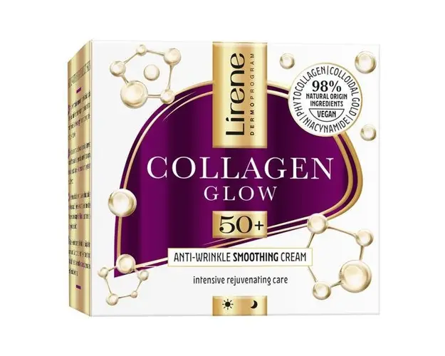 Crema anti-rid efect netezitor 50+, Collagene si Retinol Lirene Collagene Glow, 50ml