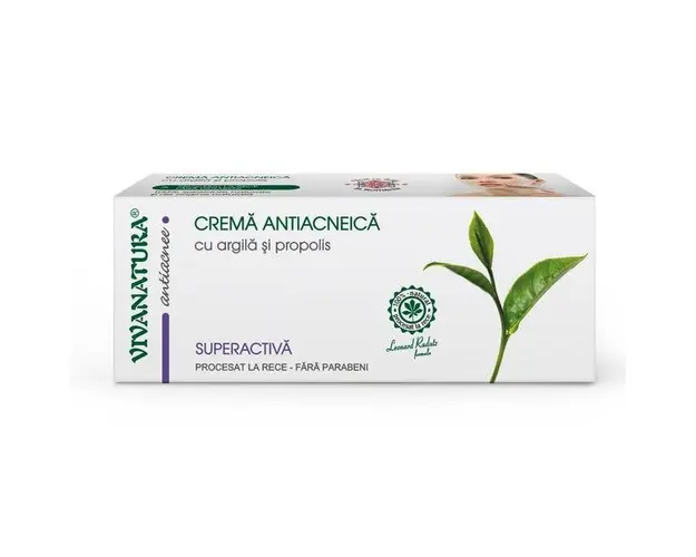 Crema Antiacneica cu Argila si Propolis Vivanatura, 20 ml