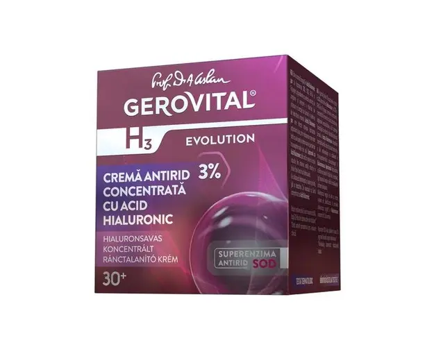 Crema Antirid Concentrata cu Acid Hialuronic - Gerovital H3 Evolution Anti-Wrinkle Concentrated Cream with Hyaluronic Acid, 50ml