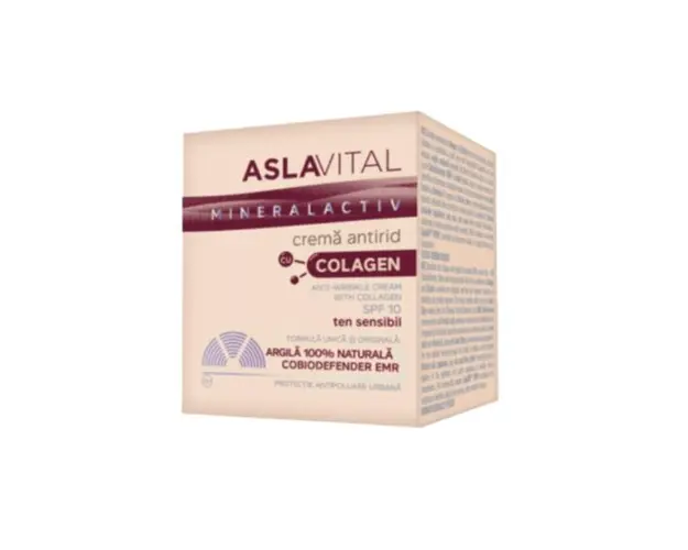 Crema Antirid cu Colagen - Aslavital Mineralactiv SPF 10, 50ml