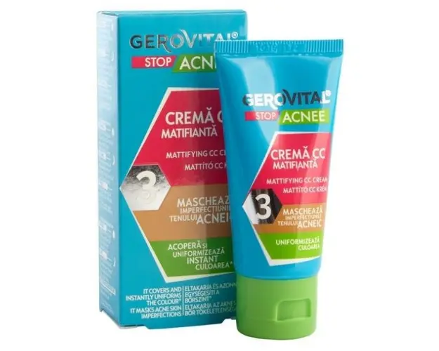 Crema CC Matifianta - Gerovital Stop Acnee Mattifying CC Cream, 30ml