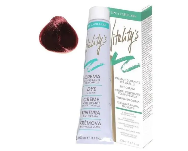 Crema Coloranta Permanenta - Vitality's Linea Capillare Dye Cream, nuanta 6/77 Deep Red, 100ml