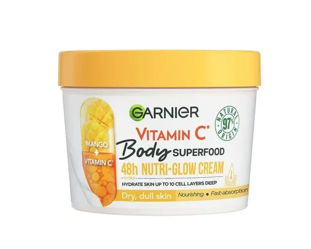 Crema de corp hidratanta Body Superfood Mango + Vitamina C, Garnier, 380 ml