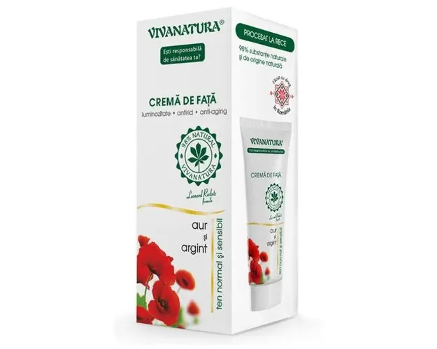 Crema de Fata cu Aur si Argint Ten Normal si Sensibil - Vivanatura, 75 ml