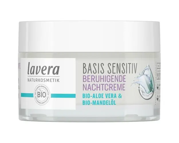 Crema de Noapte Regeneranta si Calmanta fara Parfum - Basis Sensitiv Lavera, 50 ml