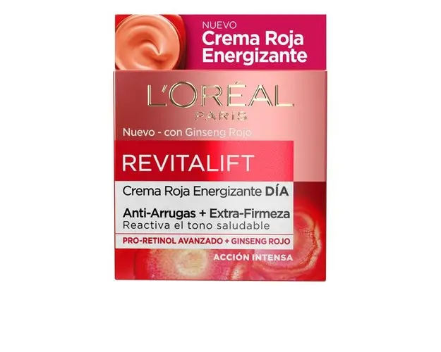 Crema Energizanta de Zi pentru Ameliorarea Ridurilor - L&#039;Oreal Paris Revitalift Crema Roja Energizante Dia Anti-Arrugas +Extra Firmeza, 50 ml