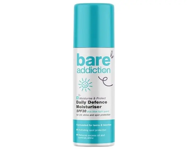 Crema Hidratanta cu Protectie Solara SPF30 pentru Tineri si Adolescenti - Bare Addiction Daily Defence Moisturiser, 50 ml
