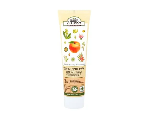 Crema Intensiva 3 in 1 pentru Maini Uscate - Nutritie, Regenerare, Protectie, Zelenaya Apteka, 100ml