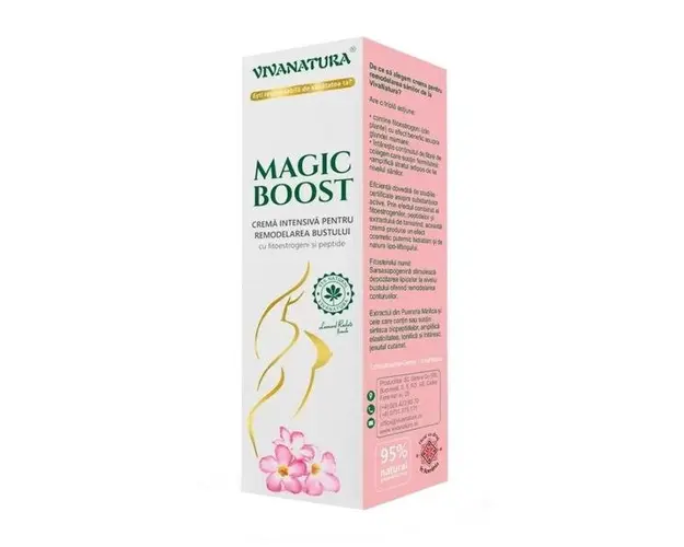 Crema Intensiva pentru Remodelarea Bustului cu Fitoestrogeni si Peptide - Vivanatura Magic Boost, 145 ml