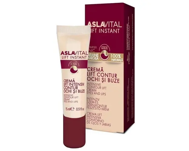 Crema Lift Intensiv Contur Ochi si Buze - Aslavital Lift Instant Intensive Contour Lift Cream Eyes and Lips, 15 ml