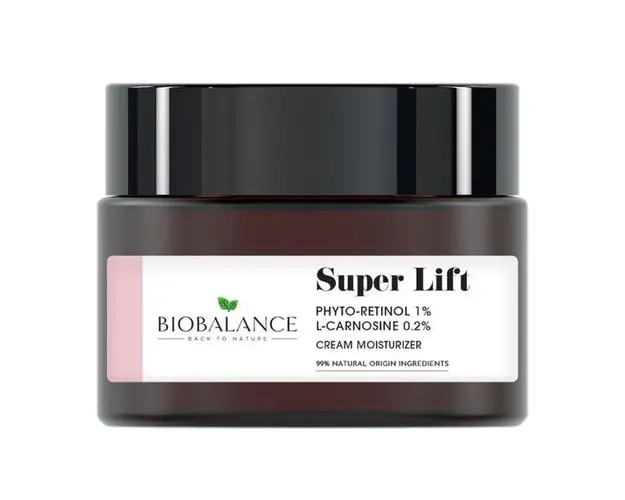 Crema Lifting cu Fito-Retinol 1% + L-Carnosina 0.2 %, Impotriva Petelor Pigmentare si a Luminii Albastre - Bio Balance Super Plump Lift Cream Moisturizer, 50 ml