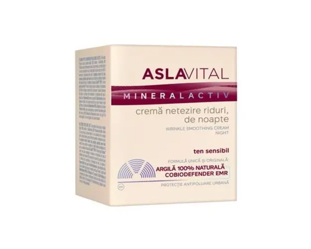Crema Netezire Riduri, de Noapte - Aslavital Mineralactiv Wrinkle Smoothing Cream Night, 50ml
