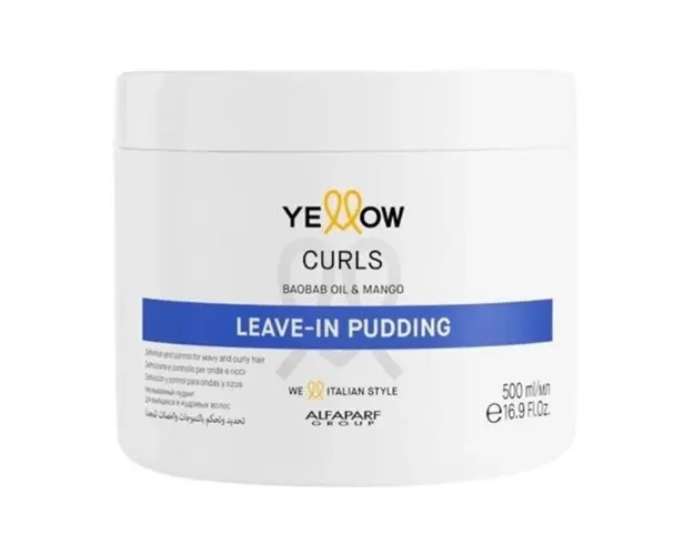 Crema pentru Parul Cret - Alfaparf Milano Yellow Curls Leave-In Pudding with Baobab Oil &amp; Mango, 500 ml