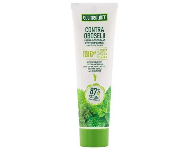 Crema pentru picioare contra oboselii cu extracte de menta si urzica organice Cosmeplant, 100 ml