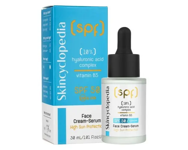 Crema Ser Hidratant pentru Fata cu SPF 50 - Skincyclopedia Face-Cream Serum High Sun Protection, Camco, 30 ml