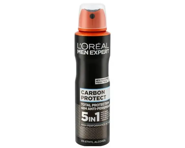 Deodorant Antiperspirant Spray pentru Barbati - L'Oreal Paris Men Expert Carbon Protect 5in1, 150 ml