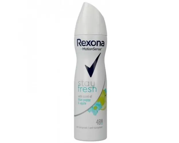 Deodorant Antiperspirant Spray pentru Femei cu Mac Albastru si Mar - Rexona MotionSense Stay Fresh with Scent of Blue Poppy &amp; Apple 48h, 150 ml