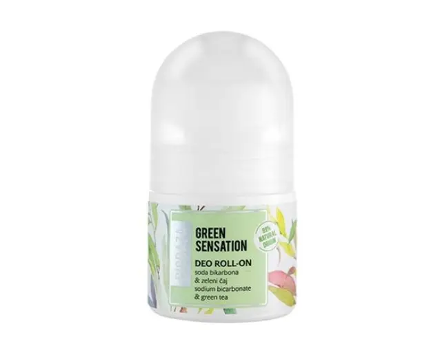 Deodorant Natural pe Baza de Bicarbonat de Sodiu pentru Femei - Biobaza Roll-On Green Tea Sensation, Travel Size, 20 ml