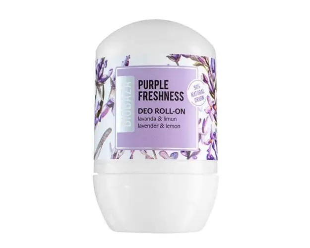 Deodorant Natural pe Baza de Piatra de Alaun pentru Femei, cu Lavanda si Bergamota - Biobaza Deo Roll-On Purple Freshness, 50 ml