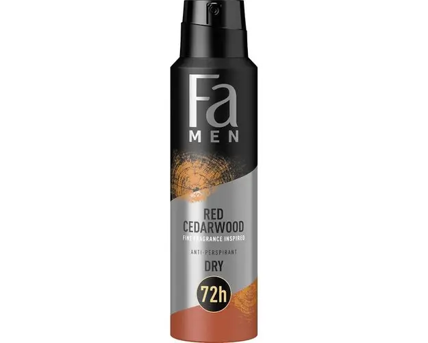 Deodorant Spray Antiperspirant Dry pentru Barbati Red Cedarwood 72h Fa Men, 150 ml