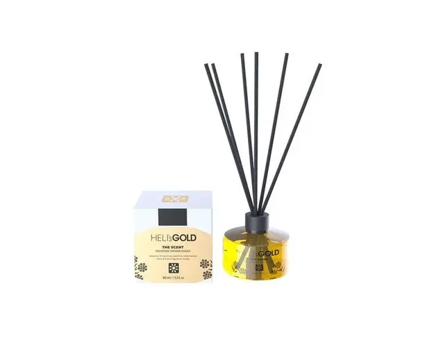 Difuzor de Aroma - Heli&#039;s Gold The Scent, parfum 100 ml + set 7 betisoare