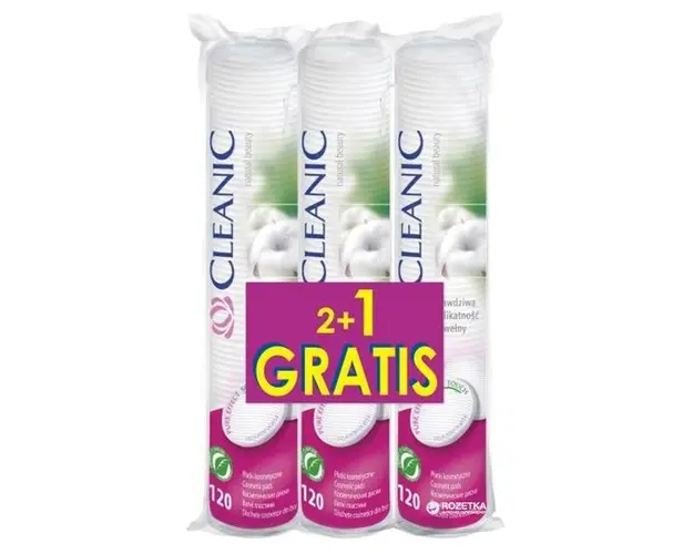 Dischete Demachiante din Bumbac - Cleanic Pure Effect Cotton Pads, 2+1 Gratis, 360 buc