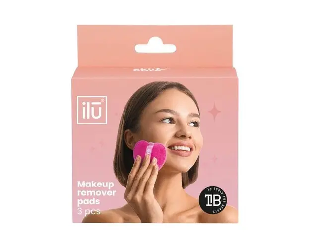 Dischete Reutilizabile pentru Indepartarea Machiajului - Ilu Makeup Remover Pads, roz, 3 buc