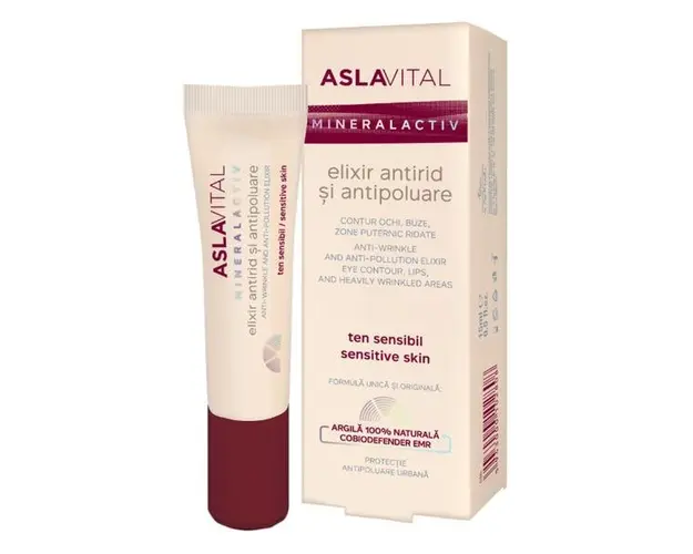 Elixir Antirid si Antipoluare - Aslavital Mineralactiv Anti-Wrinkle And Anti-Pollution Elixir, 15ml