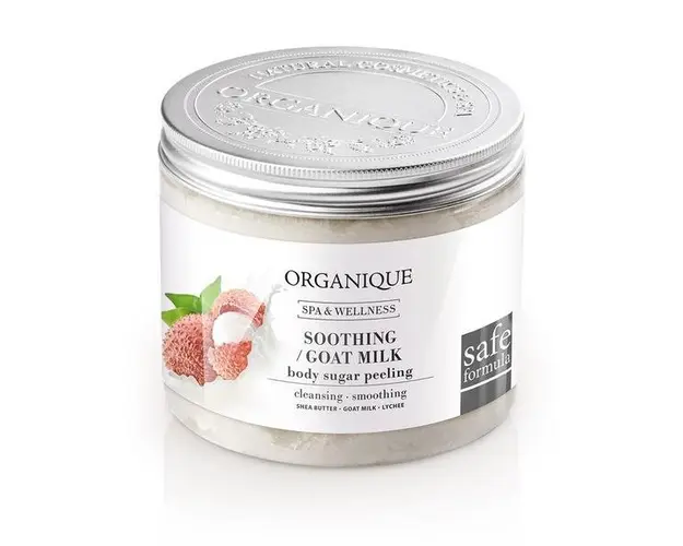 Exfoliant corp lapte de capra, litchi si unt de shea piele sensibila Organique 200 ml