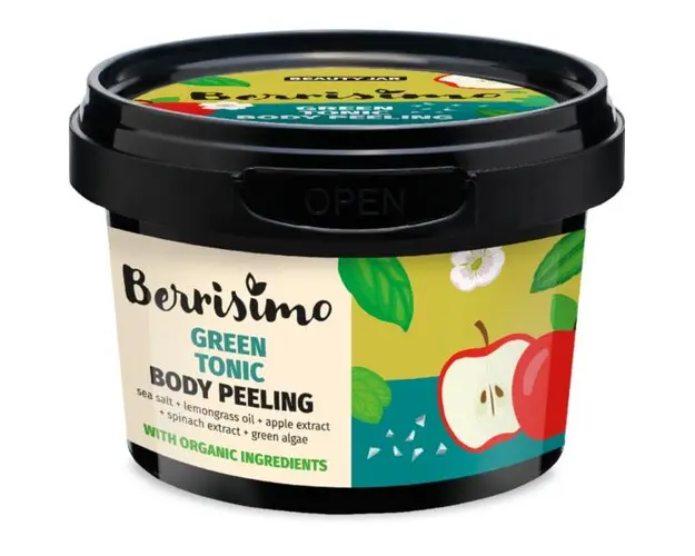 Exfoliant Corporal cu Alge Verzi, Extract de Mar si Ulei de Lemongrass Green Tonic Beauty Jar, 400 g