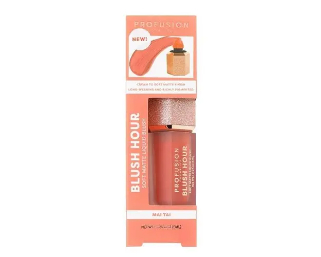 Fard de Obraz Lichid Mat Delicat - Profusion Cosmetics Blush Hour Soft Matte Liquid Blush, nuanta Mai Tai, 6 ml