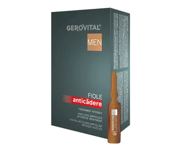Fiole anticadere - tratament intensiv Gerovital Men, 10 fiole x 10 ml