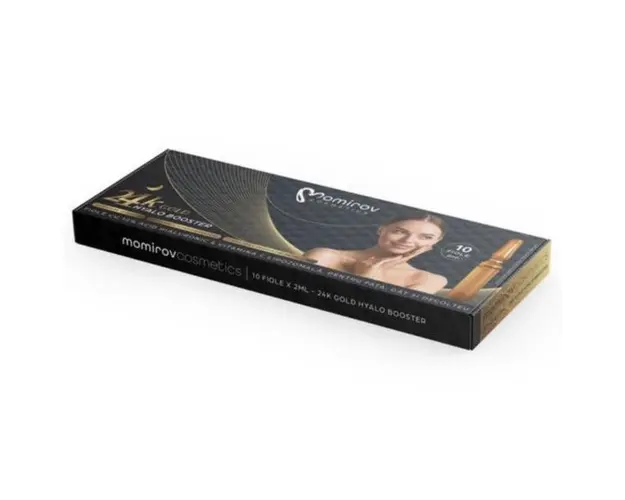 Fiole Hyalo Booster 24k, antirid, cu acid hialuronic si vitamina C lipozomala, 10x2ml
