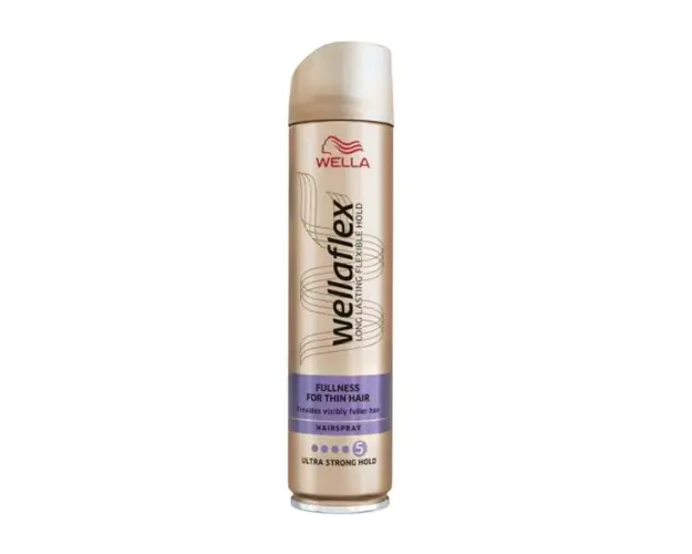 Fixativ pentru Par Subtire cu Fixare Ultra Puternica - Wella Wellaflex Hairspray Fullness Ultra Strong Hold, 250 ml