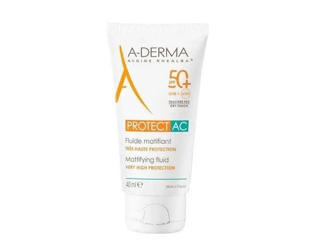 Fluid matifiant pentru protectie solara cu SPF 50+, A-Derma Protect AC, 40 ml