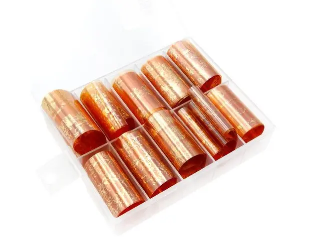 Folie de transfer unghii - Bronz, set 10 buc
