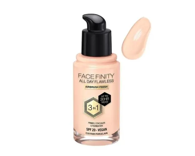 Fond de Ten 3 in 1 - Max Factor Facefinity All Day Flawless Airbrush Finish 3 in1 SPF 20 Vegan, nuanta C10 Fair Porcelain, 30 ml