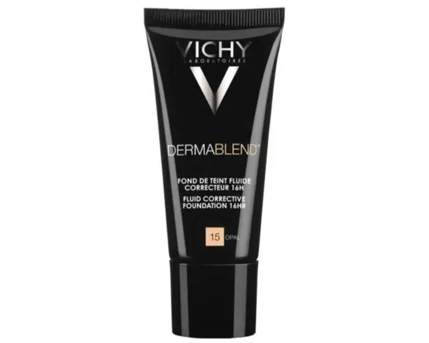 Fond de ten corector fluid rezistenta 16h SPF 35 Vichy Dermablend pentru tenul normal sau uscat Nuanta 15 Opal, 30 ml