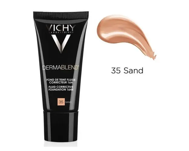 Fond de ten corector fluid rezistenta 16h ten normal sau uscat Dermablend, Nuanta 35 Sand, Vichy, 30 ml