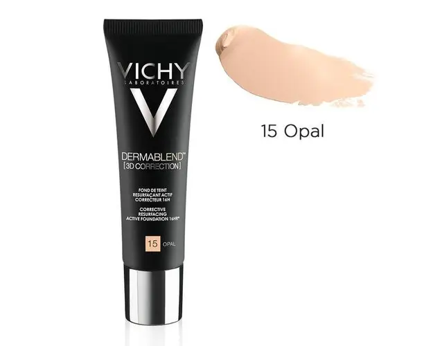 Fond de ten corector pentru ten gras cu tendinta acneica Dermablend 3D Correction, Nuanta 15 Opal, Vichy, 30 ml