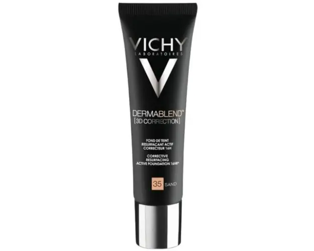 Fond de ten corector pentru ten gras cu tendinta acneica Dermablend 3D Correction, Nuanta 35 Sand, Vichy, 30 ml