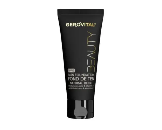 Fond de Ten cu Acid Hialuronic si Vitamina E - Gerovital Beauty Skin Foundation Nuanta Natural Beige, 30ml