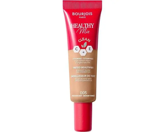 Fond de Ten Lichid - Bourjois Paris Healthy Mix Tinted Beautifier Radiant Glow 24h Hydration, nuanta 005 Medium Deep, 30 ml