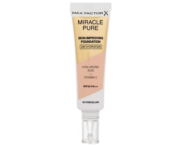 Fond de Ten - Max Factor Miracle Pure Skin-Improving Foundation SPF 30 PA+++, nuanta 30 Porcelain, 30 ml