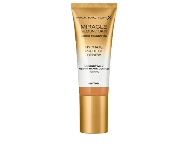 Fond de Ten - Max Factor Miracle Second Skin Hybrid Foundation SPF 20, nuanta 09 Tan, 30 ml