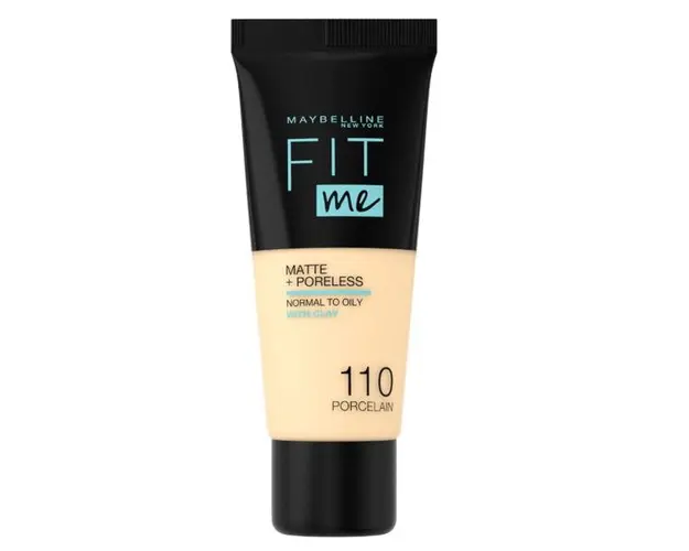 Fond de Ten - Maybelline Fit Me! Matte + Poreless Normal to Oily Skin, nuanta 110 Porcelain, 30 ml