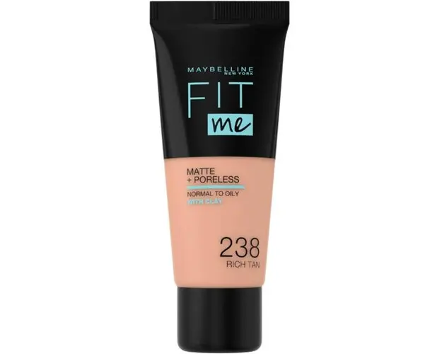 Fond de Ten - Maybelline Fit Me! Matte + Poreless Normal to Oily Skin, nuanta 238 Rich Tan, 30 ml