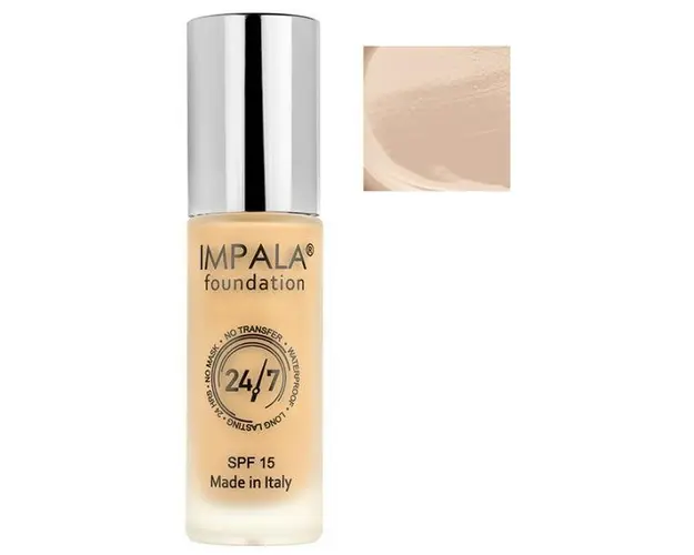 Fond de Ten Rezistent la Transfer cu SPF 15 Impala 24/7, nuanta 02 Sand Beige, 30ml