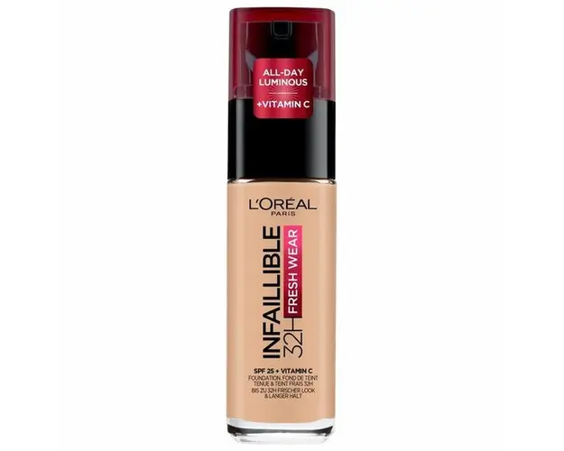 Fond de Ten Rezistent la Transfer - L&#039;Oreal Paris Infaillible 32H Fresh Wear Foundation, nuanta 120 Golden Vanilla, 30 ml