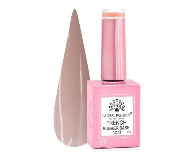 French Rubber Base Coat, Global Fashion, 15 ml, 07 Nude